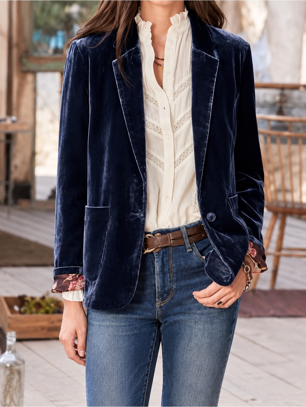 Sundance Sofia Velvet Blazer Preppy Boho Western Fall Classic Womens 10P